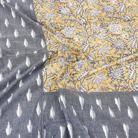 Grey - pochampally ikat with sanganeri patch cotton