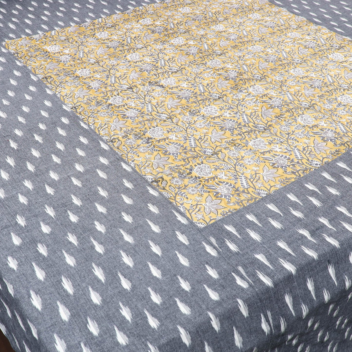 Grey - pochampally ikat with sanganeri patch cotton