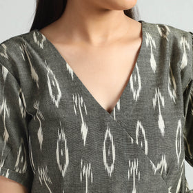 Grey - Pochampally Ikat Weave Cotton Dress