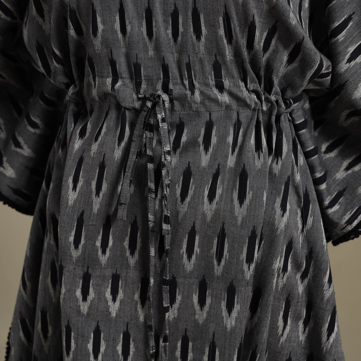 Grey - pochampally ikat weave cotton kaftan (medium) 33