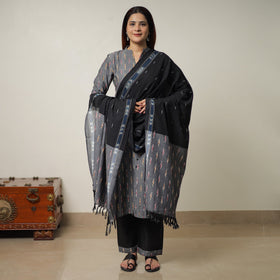  Pochampally Ikat Weave Cotton Kurta with Palazzo & Dupatta Set 01 