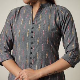 Pochampally Ikat Weave Cotton Kurta with Palazzo & Dupatta Set 01 