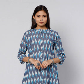 Pochampally ikat weave cotton kurta with palazzo & dupatta