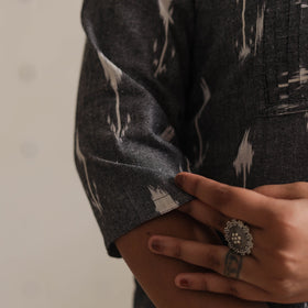  Pochampally Ikat Weave Cotton Long Straight Kurta 02 