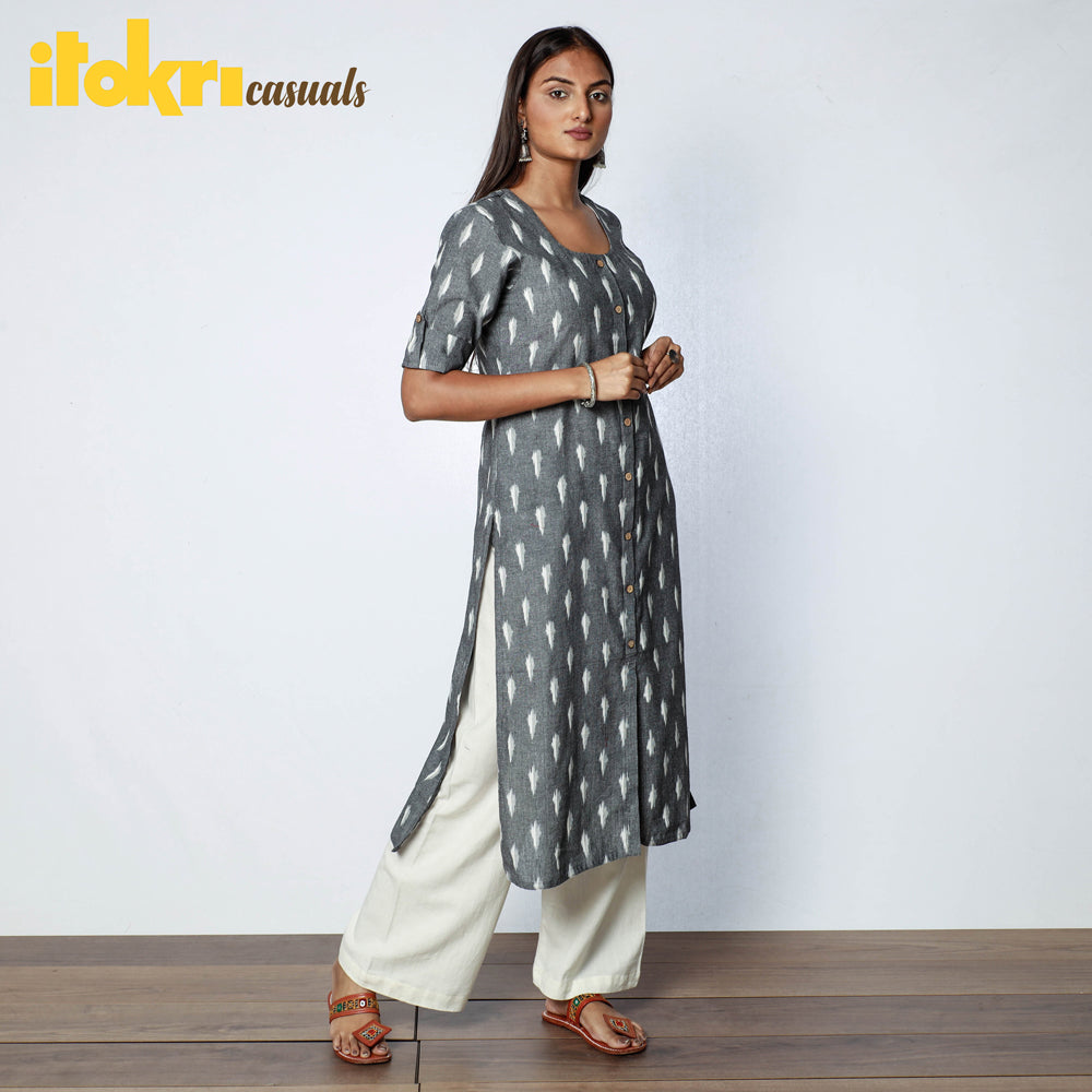 Buy Pochampally Ikat Weave Cotton Long Straight Kurta Online at iTokri.com