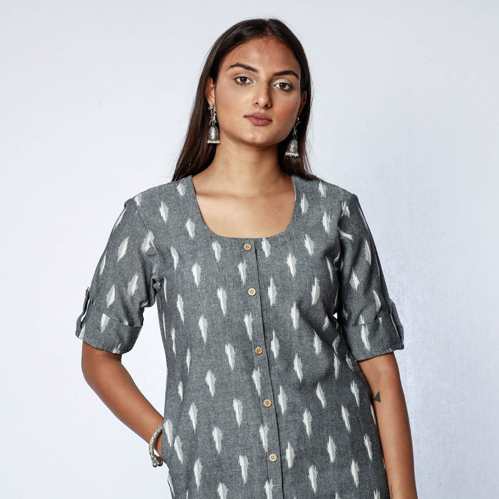 Buy Pochampally Ikat Weave Cotton Long Straight Kurta Online at iTokri.com