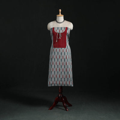 Pochampally ikat weave cotton patchwork unstitched kurta