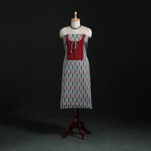 Pochampally ikat weave cotton patchwork unstitched kurta