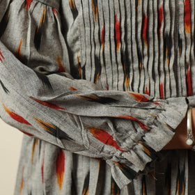 Grey - pochampally ikat weave cotton pintuck flared dress