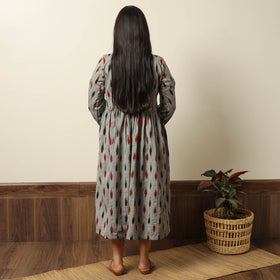 Grey - pochampally ikat weave cotton pintuck flared dress
