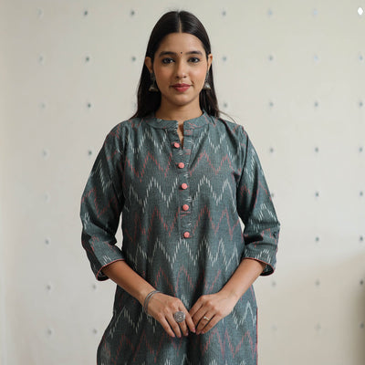 Buy Pochampally Ikat Weave Cotton Straight Kurta 31 Online at iTokri.com