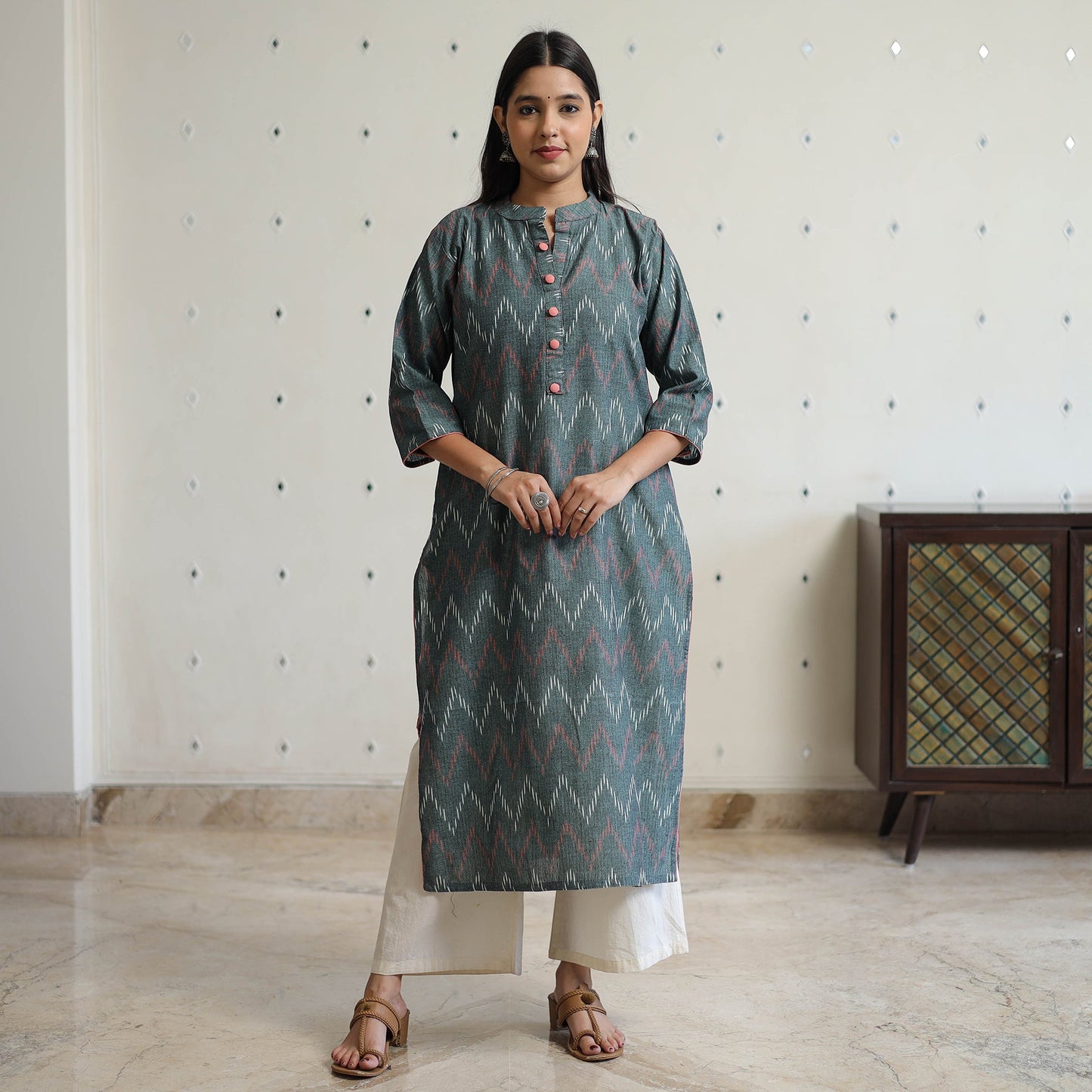 Buy Pochampally Ikat Weave Cotton Straight Kurta 31 Online at iTokri.com