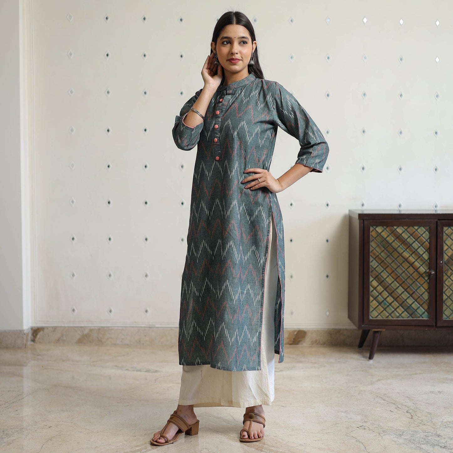 Buy Pochampally Ikat Weave Cotton Straight Kurta 31 Online at iTokri.com