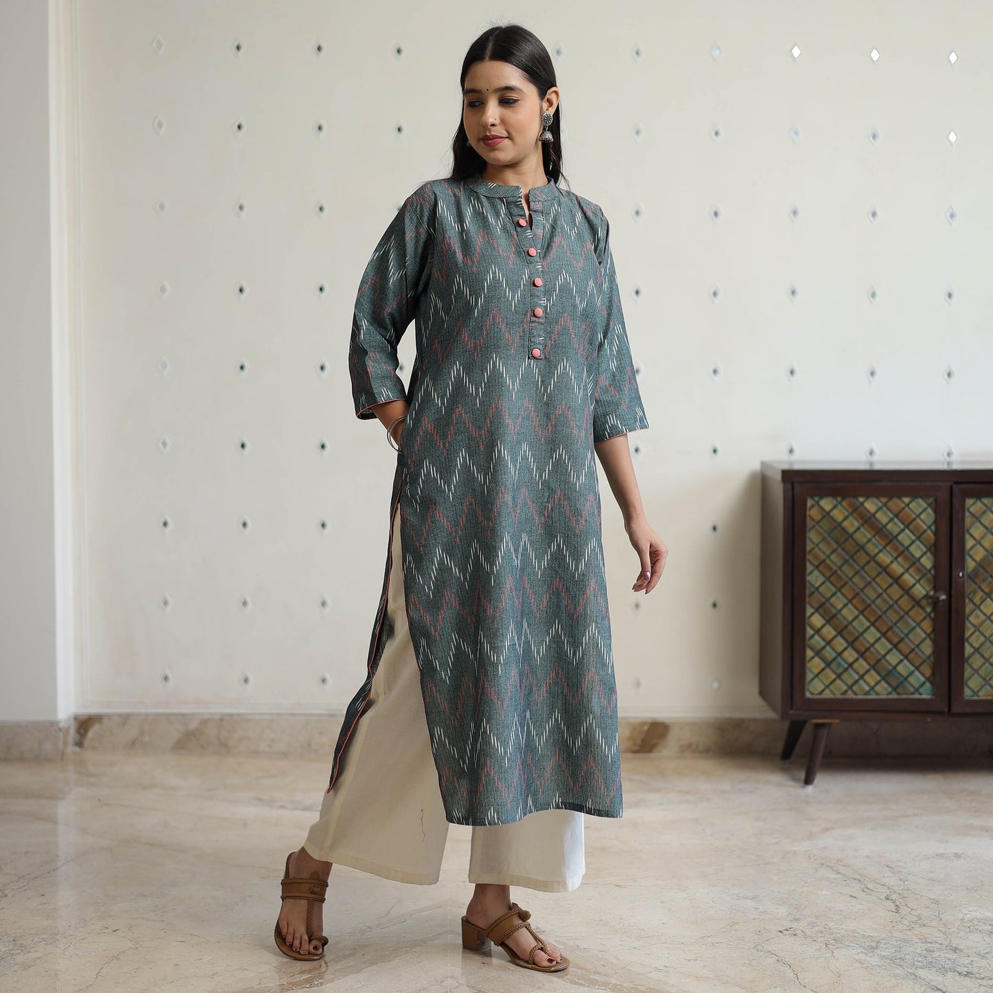 Buy Pochampally Ikat Weave Cotton Straight Kurta 31 Online at iTokri.com