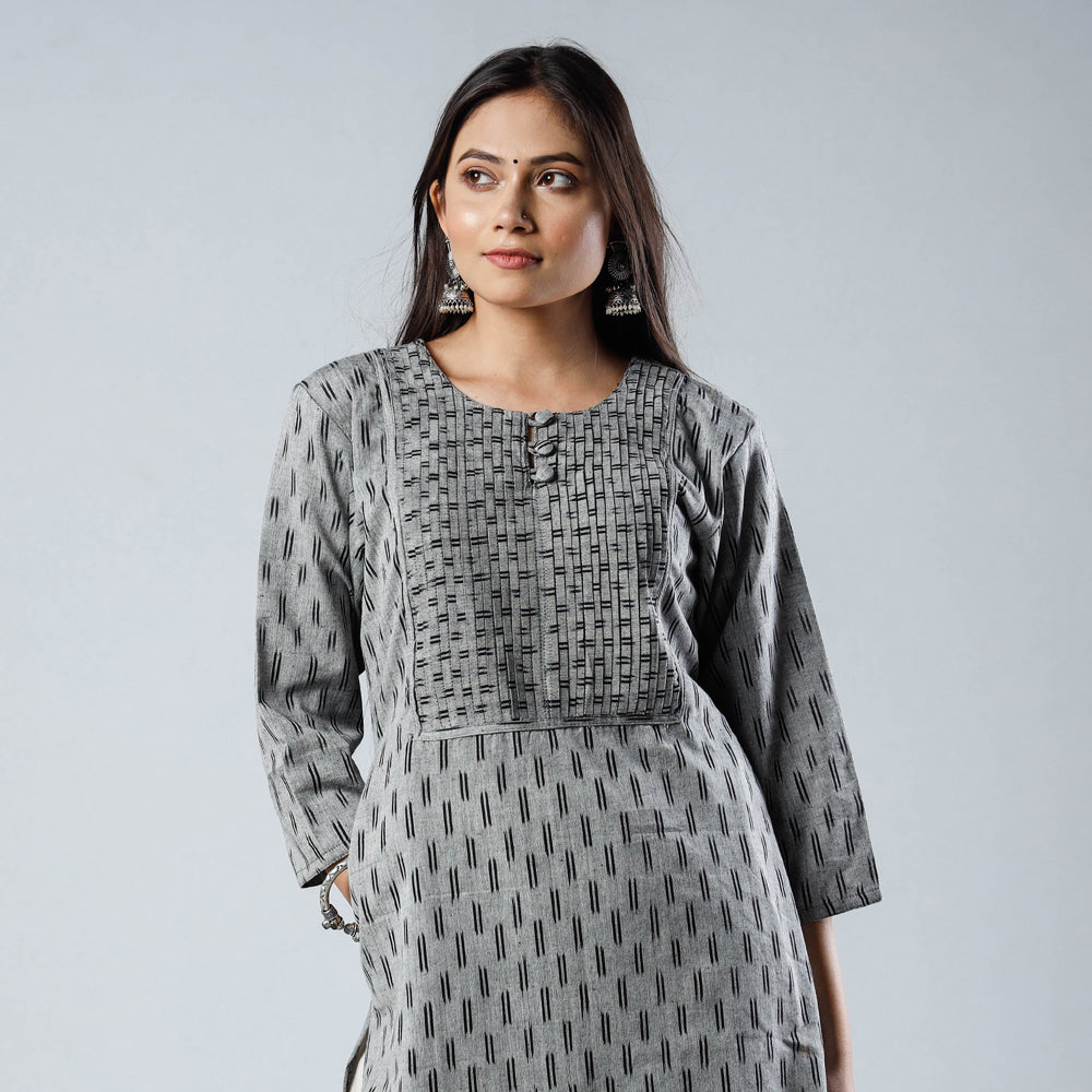 Buy iTokri Casuals - Pochampally Ikat Weave Pintuck Cotton Long Kurta Online at iTokri.com