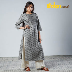 Buy iTokri Casuals - Pochampally Ikat Weave Pintuck Cotton Long Kurta Online at iTokri.com