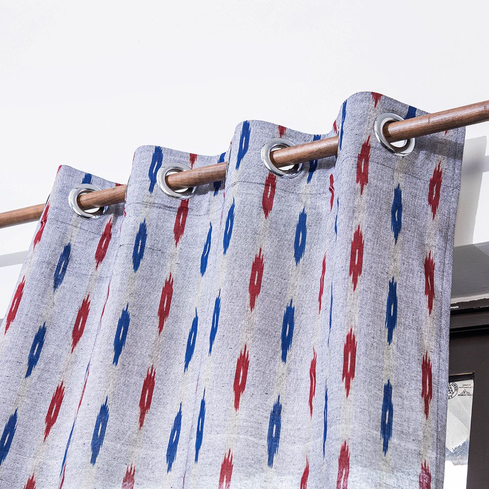 Pochampally ikat weave pure cotton fabric window curtain (5