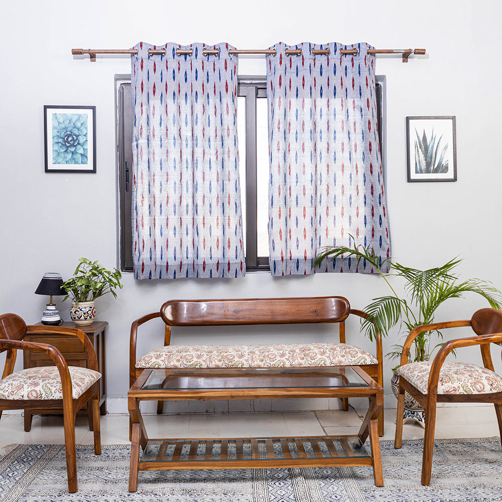 Pochampally ikat weave pure cotton fabric window curtain (5