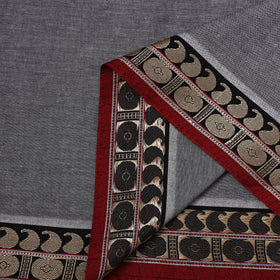 Grey - prewashed cotton thread border dharwad fabric 10