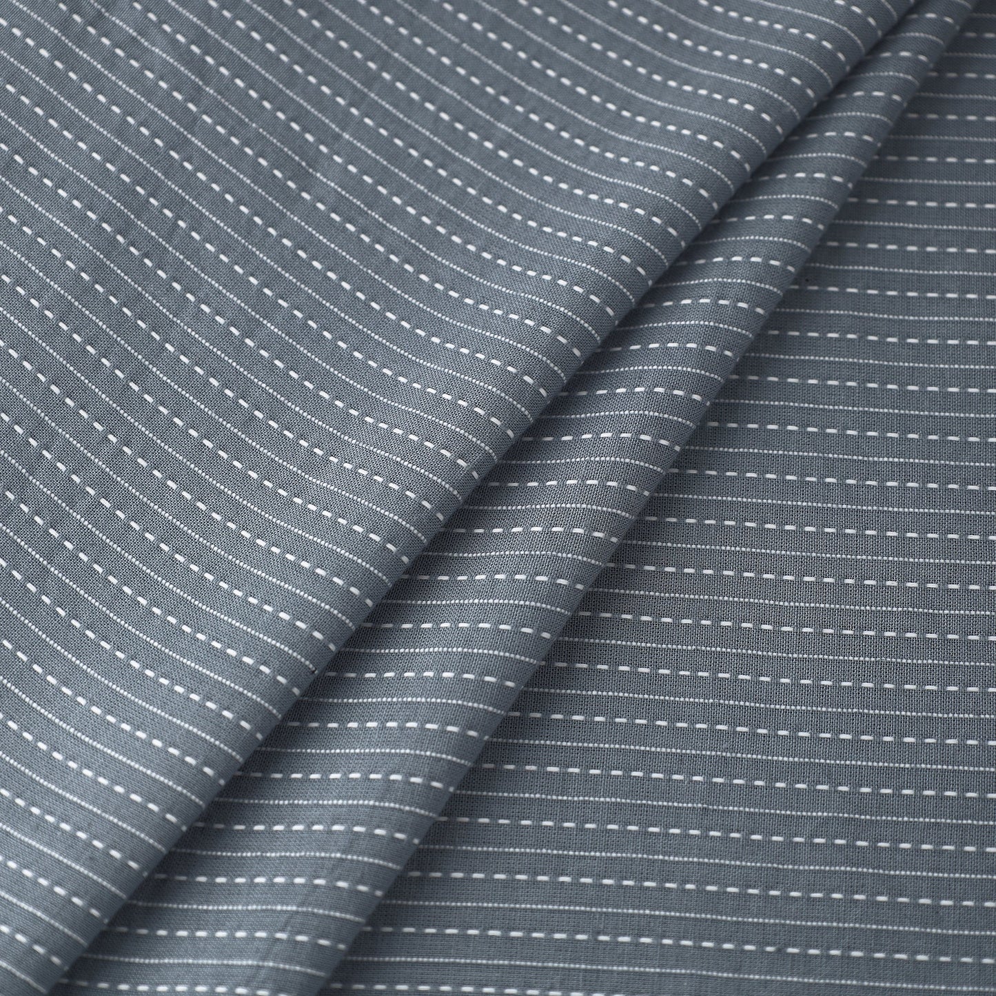  grey Prewashed Running Stitch Plain Cotton Fabric