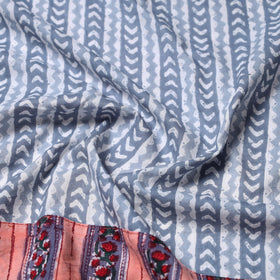 Grey - printed cotton blouse piece 30 - handcrafted