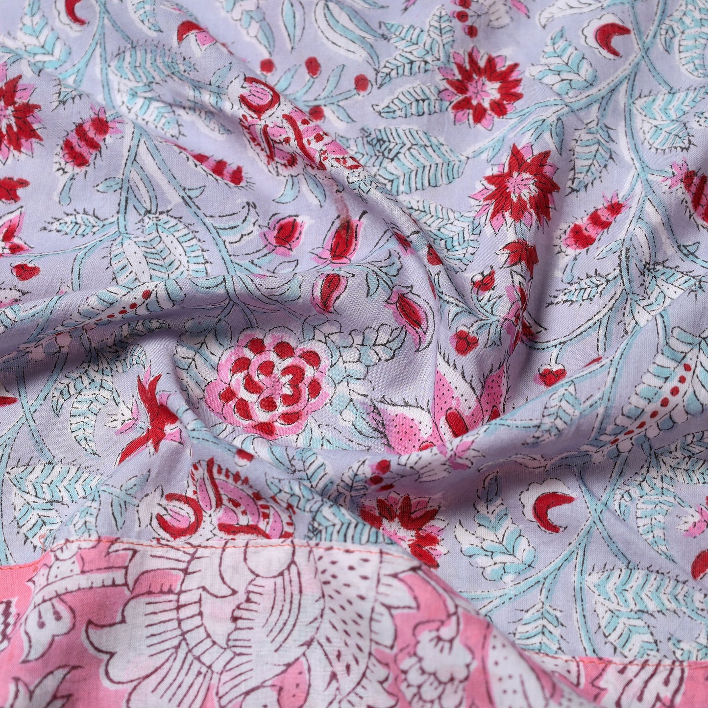 Grey - printed cotton blouse piece 37 - handcrafted