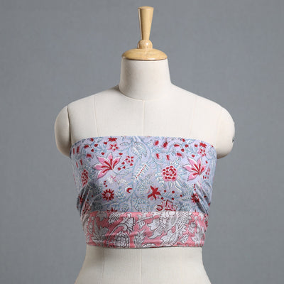 Grey - printed cotton blouse piece 37 - handcrafted