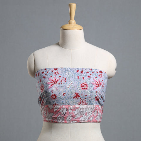 Grey - printed cotton blouse piece 37 - handcrafted