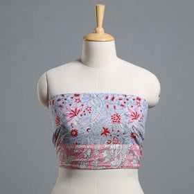 Grey - printed cotton blouse piece 37 - handcrafted