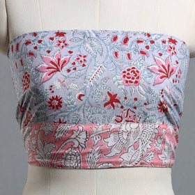 Grey - printed cotton blouse piece 37 - handcrafted
