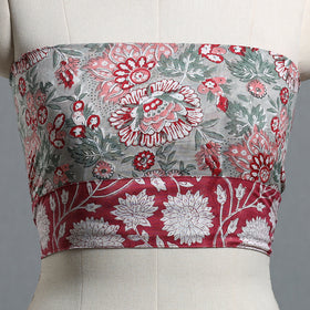 Grey - printed cotton blouse piece 47 - handcrafted