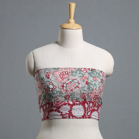 Grey - printed cotton blouse piece 47 - handcrafted