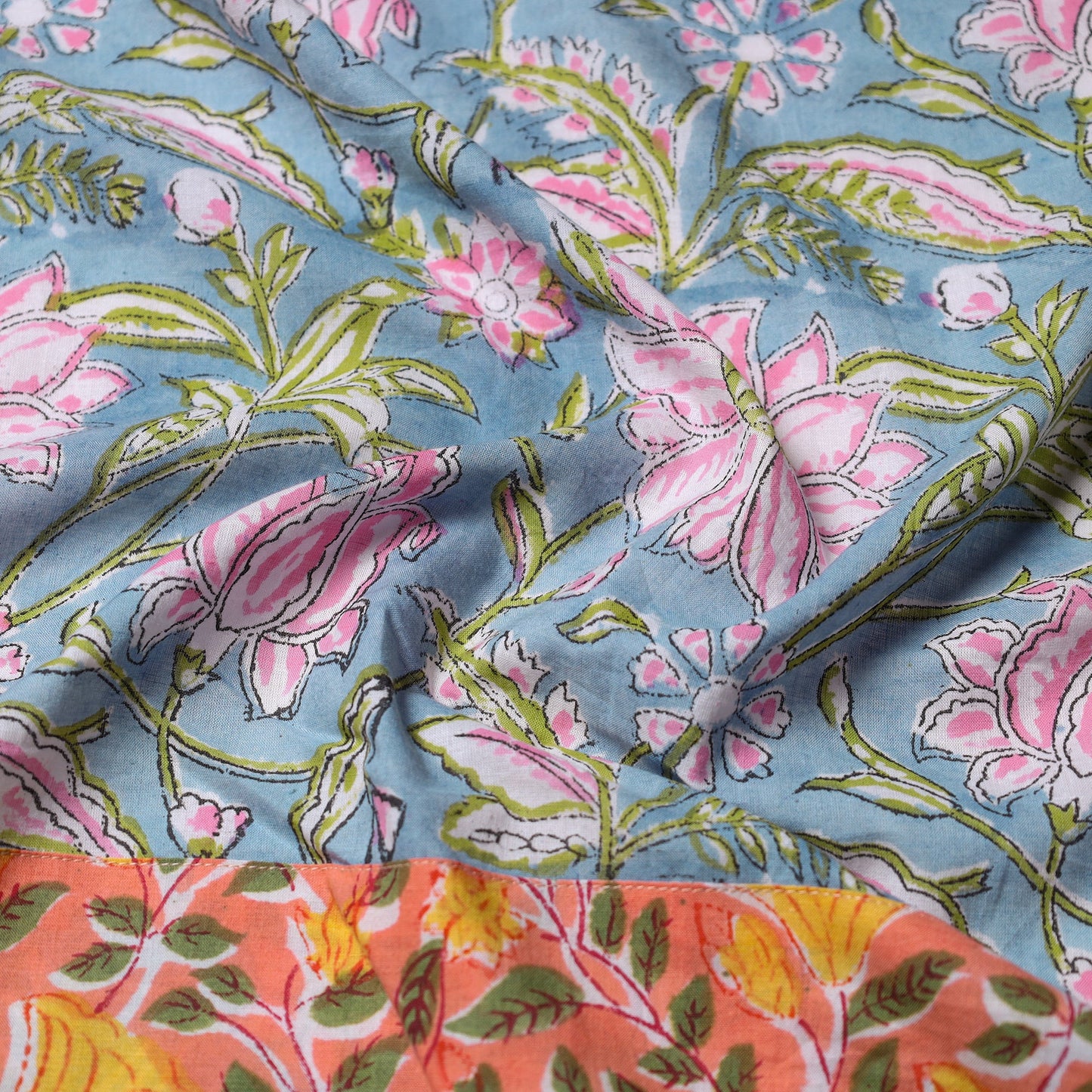 Grey - printed cotton blouse piece 55 - handcrafted