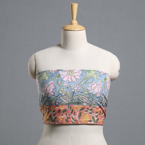 Grey - printed cotton blouse piece 55 - handcrafted