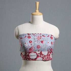 Grey - printed cotton blouse piece 73 - handcrafted