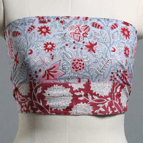 Grey - printed cotton blouse piece 73 - handcrafted