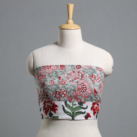 Grey - printed cotton blouse piece 77 - handcrafted