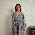 Buy Grey Block Printed Cotton Fit & Flare Bagru Dress