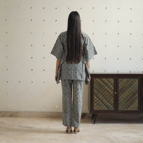 Grey - printed cotton kaftan co-ord set 15 - handcrafted