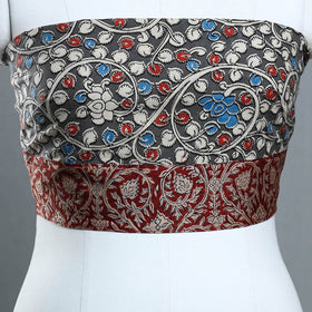 Grey - printed cotton kalamkari blouse piece 27