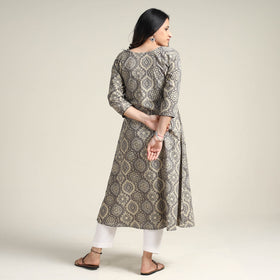 Buy Ajrakh Block Printed Cotton Long Kurta for Women