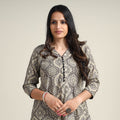 Buy Ajrakh Block Printed Cotton Long Kurta for Women