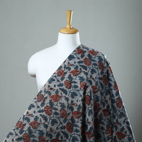 Grey - printed cotton vanaspati bagru fabric 05