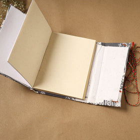 Printed fabric cover handmade paper notebook with thread