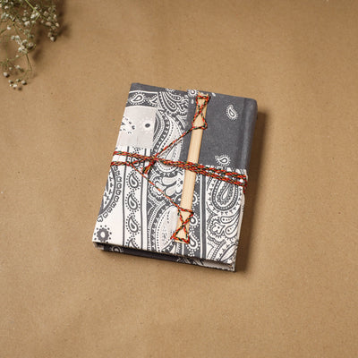 Printed fabric cover handmade paper notebook with thread