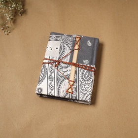 Printed fabric cover handmade paper notebook with thread