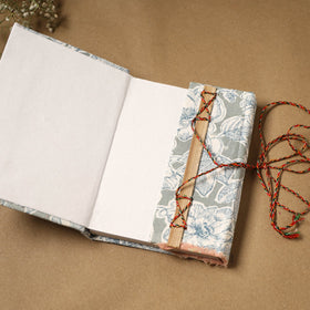 Printed fabric cover handmade paper notebook with thread