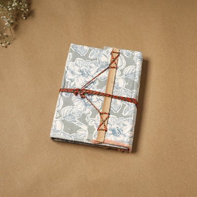 Printed fabric cover handmade paper notebook with thread