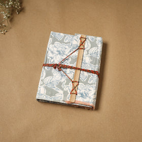 Printed fabric cover handmade paper notebook with thread
