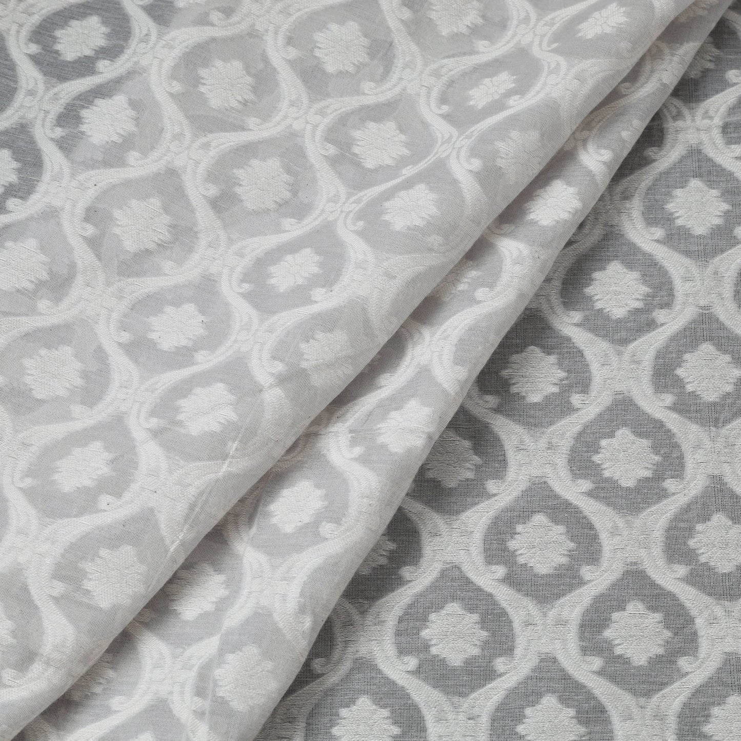  Pure Banarasi Handwoven Cutwork Buti Cotton Fabric Online at iTokri.com